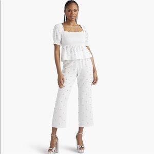 HILL HOUSE The Jewel Jammie Pant and Top - White - White / XS -worn once